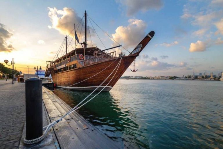 A photo showing a Dhow on the Dubai Creek.