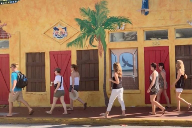 A photo of people walking in Key West.